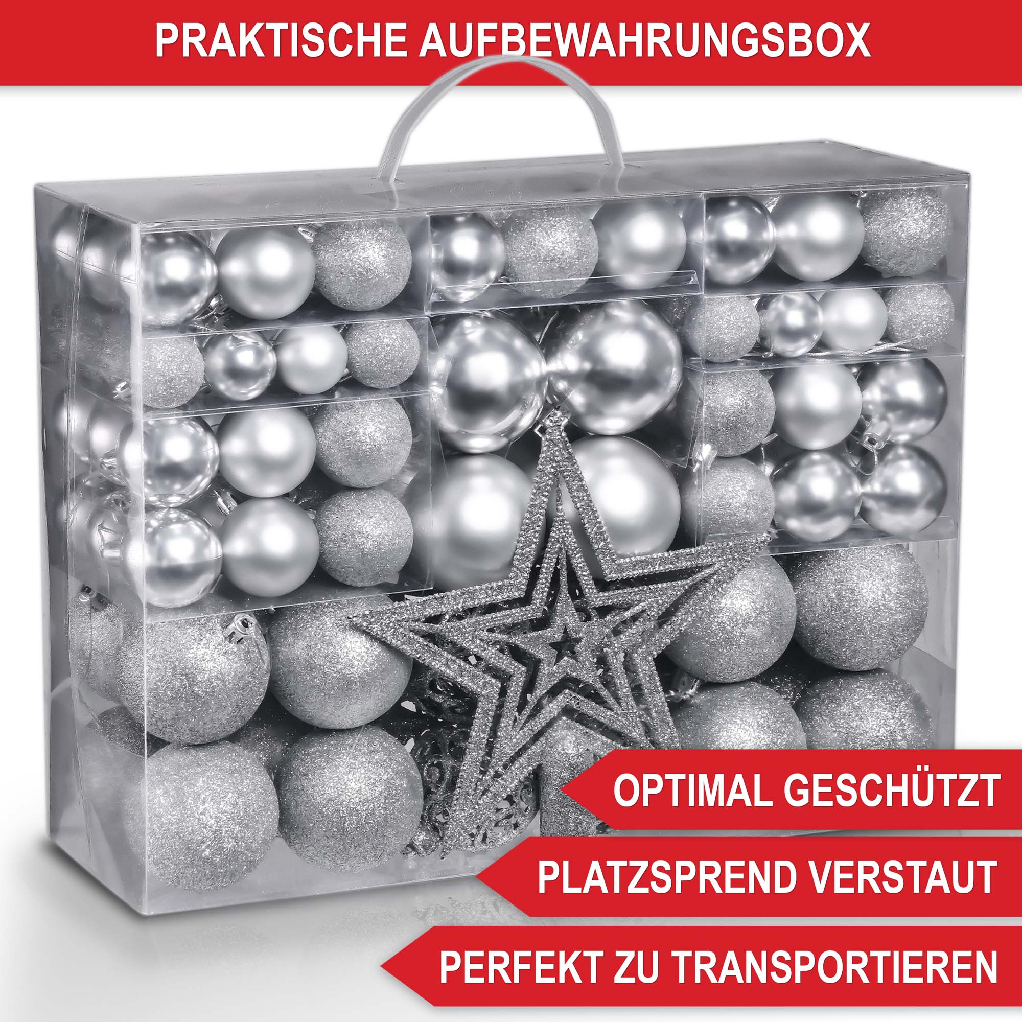 Weihnachtskugeln Aufbewahrungsbox silber