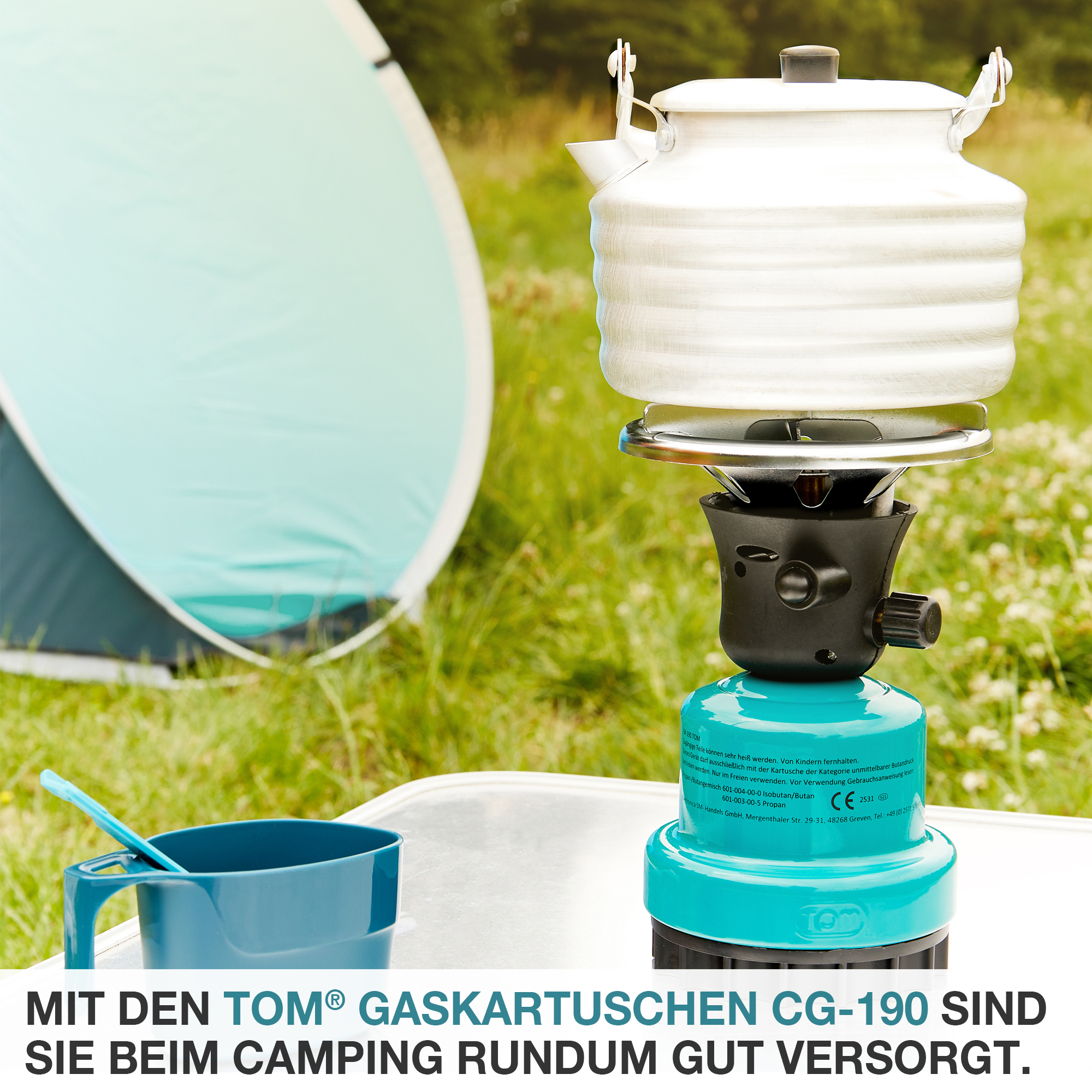 Stechkartusche – TOM Gaskartuschen CG-190 – Gaskartusche – Butankartusche – Campingkartusche – Gaskocherkartusche – Brennstoffkartusche – Flüssiggas – Isobutan – Gasbehälter – Propangas – Kochkartusche - Camping - Kochen