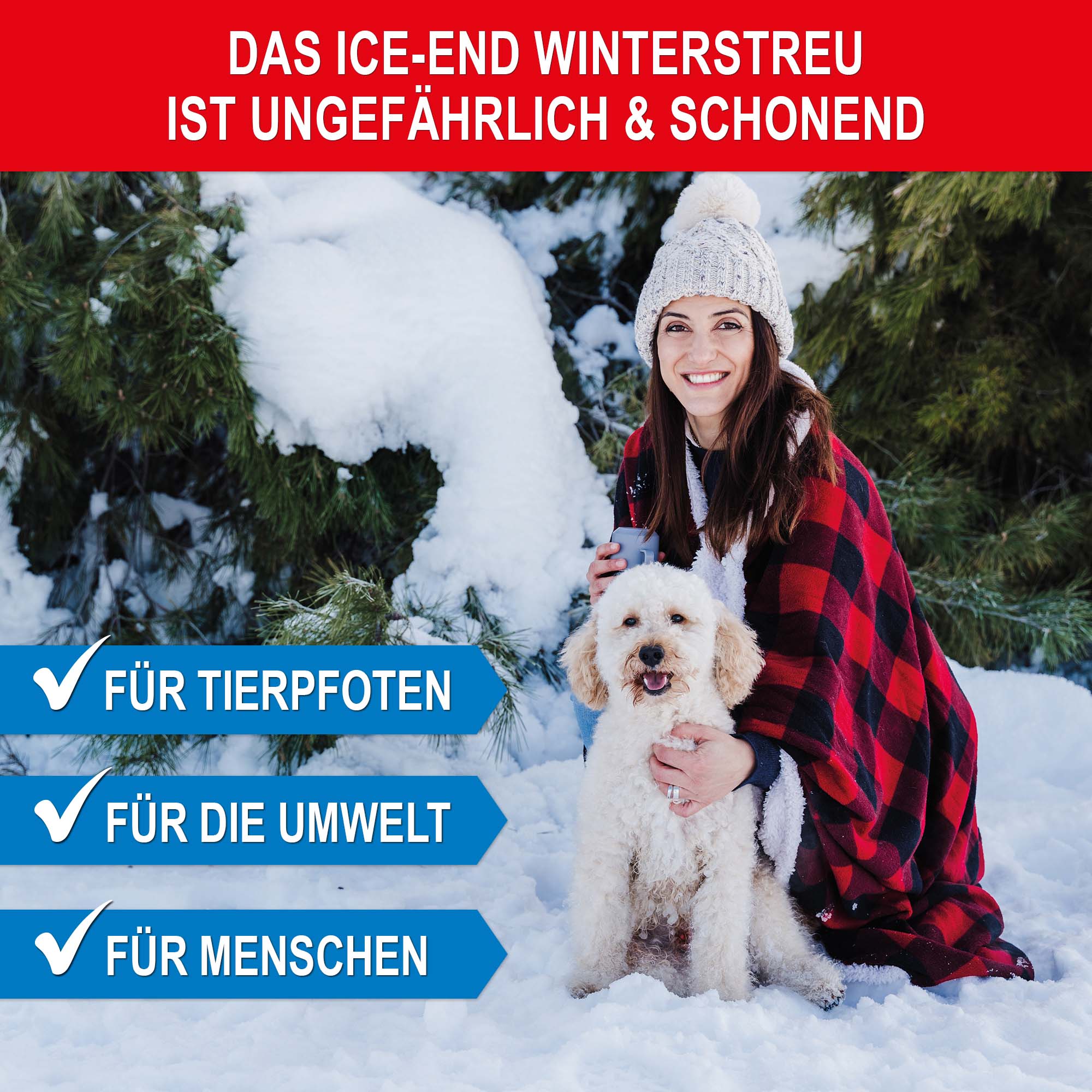 ICE-End Winterstreu - Ungefährlich und schonend - Für Tierpfoten, für die Umwelt, für Menschen - Umweltfreundlich - Zuverlässige Schnee- und Eisbekämpfung - Streusalz Alternative - Schneestopp - Winterdienst - Schneeräumung