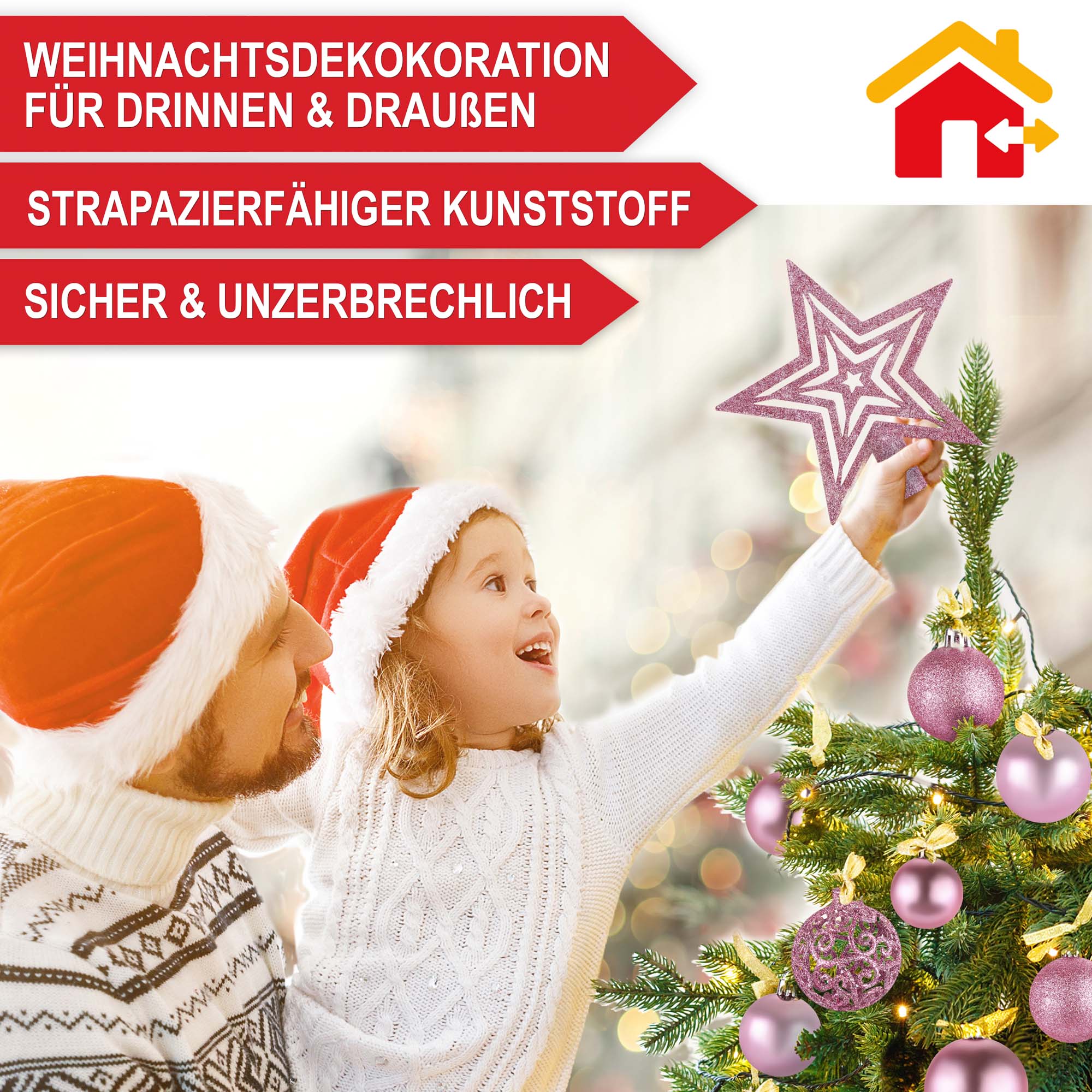 Weihnachtsdekoration aufhaengen pink