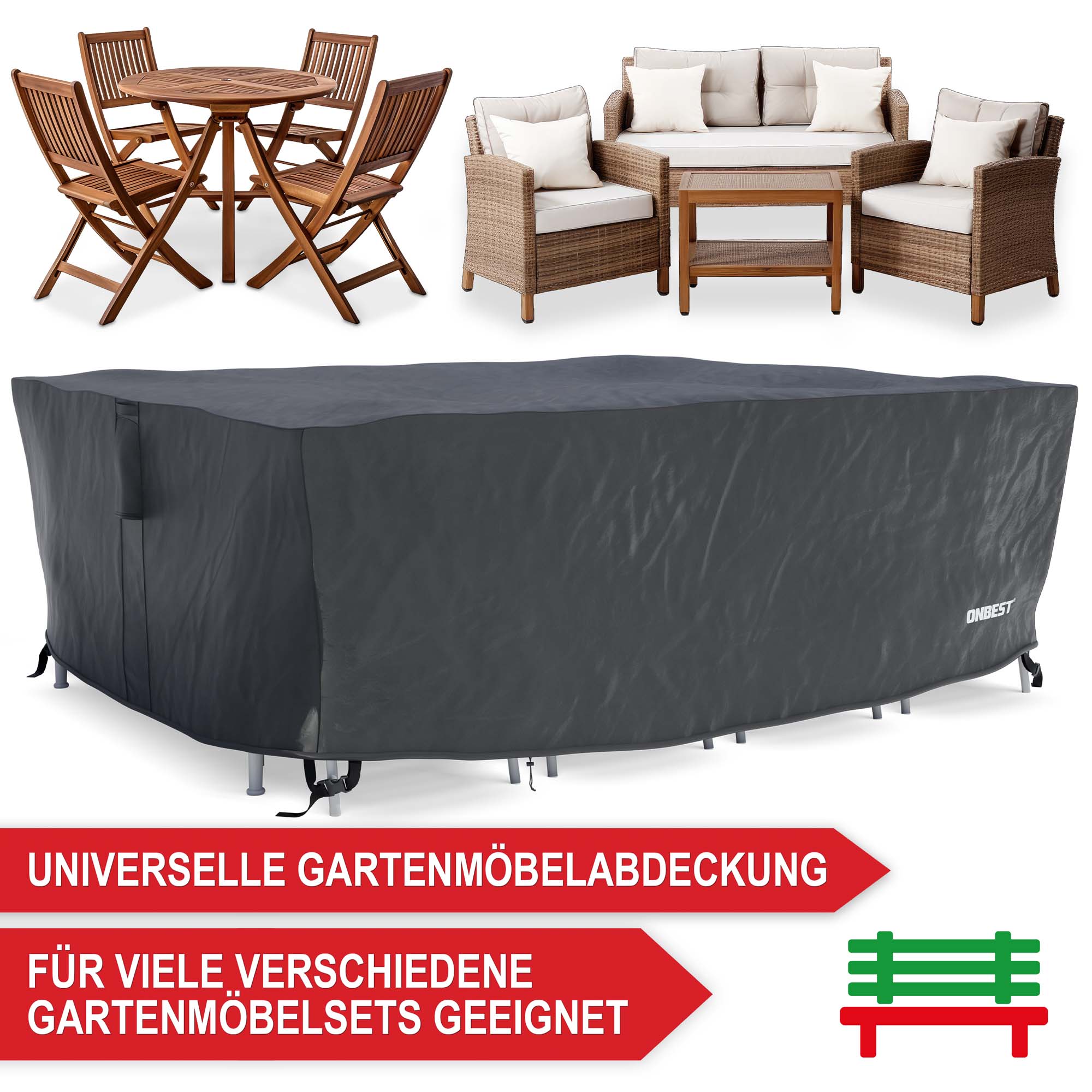 Vielseitige Gartenmöbelabdeckung für verschiedene Sets geeignet