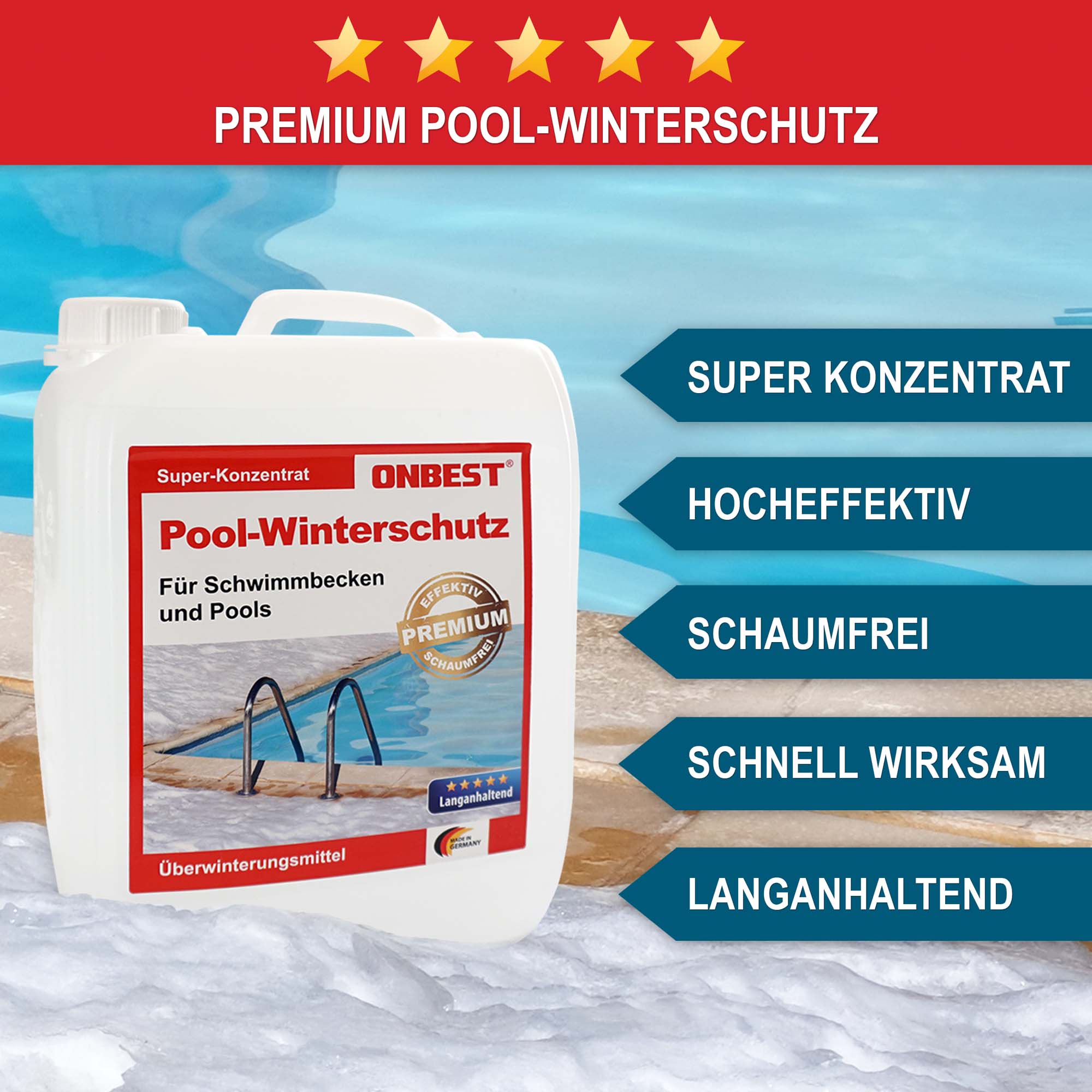 Premium Pool-Winterschutz schützt effektiv vor Algen und Kalkablagerungen