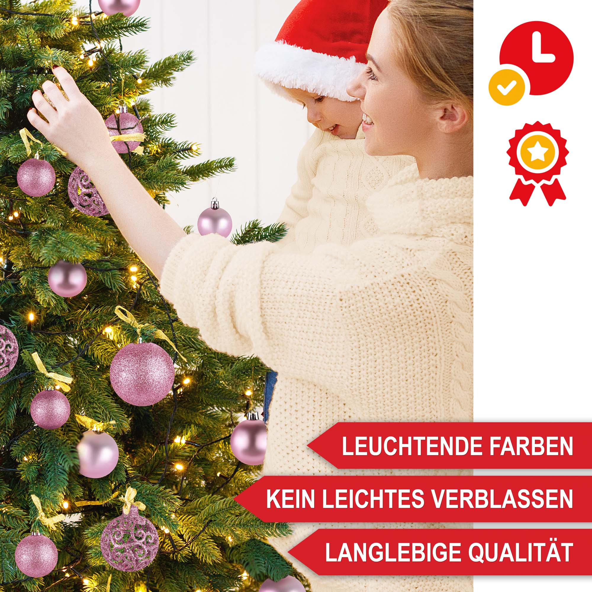 Weihnachtskugeln langlebige Qualitaet pink