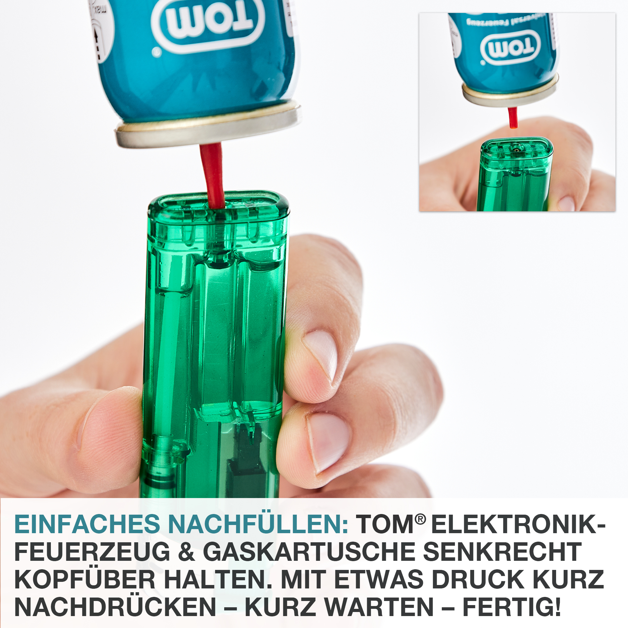 Elektronische Feuerzeuge von TOM - Einfaches Nachfüllen - Robuste Feueranzünder - Ideal für den Alltag - TÜV- und GS-zertifiziert - Zuverlässige Zündgeräte - Elektronischer Zünder - Praktische Anzündhilfen