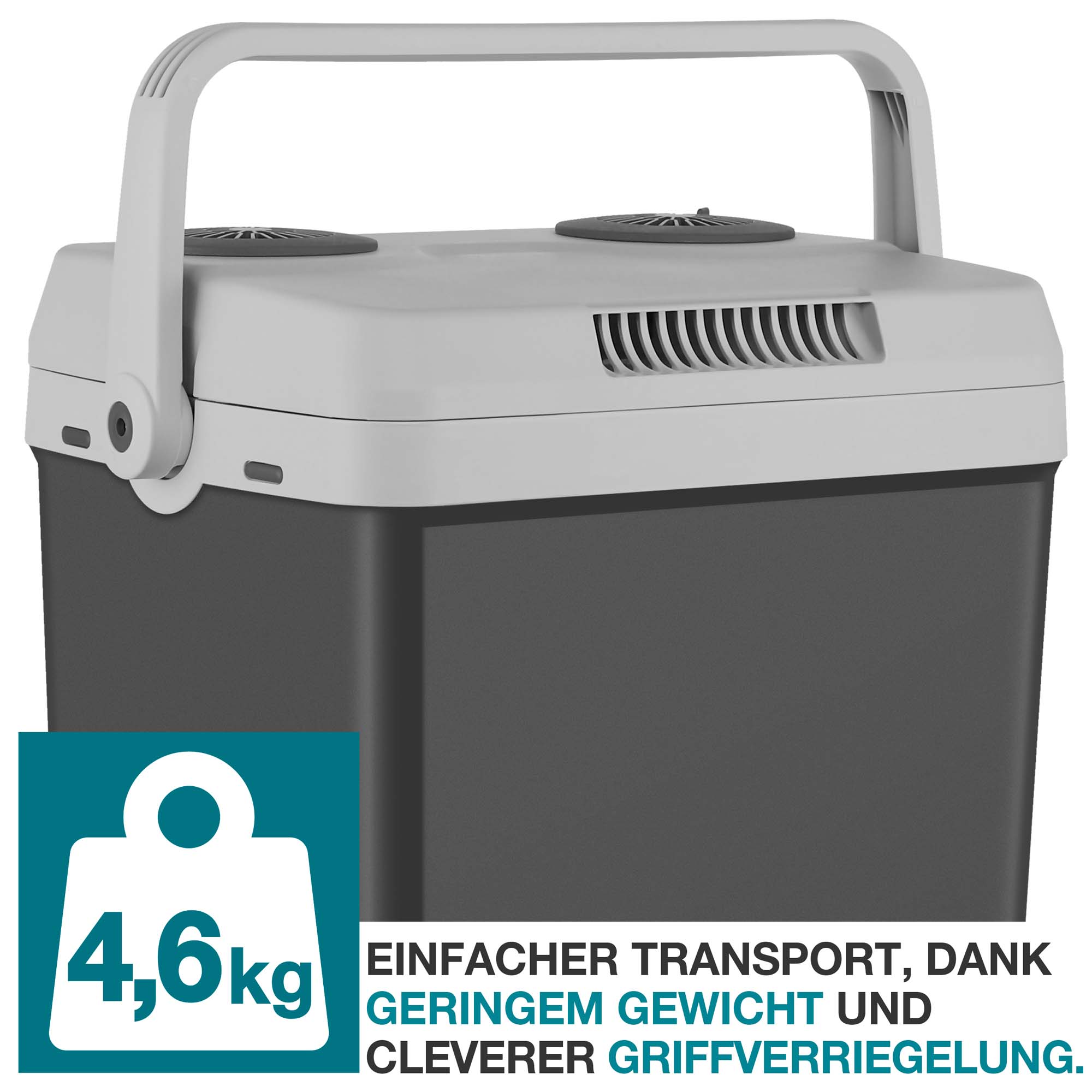 Kühlbox grau - 4,6 kg - Griffverrieglung - Speisekühler - Kühltasche - Tragbare Kühlbox - kühlen - Box - Camping - Thermobox