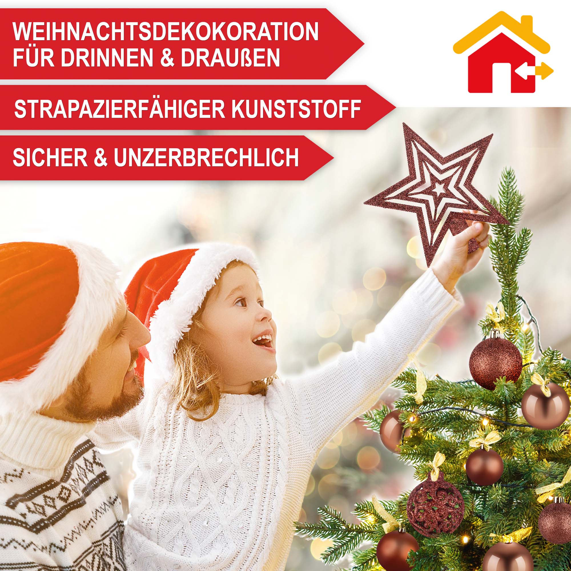 Weihnachts-dekoration aufhaengen braun