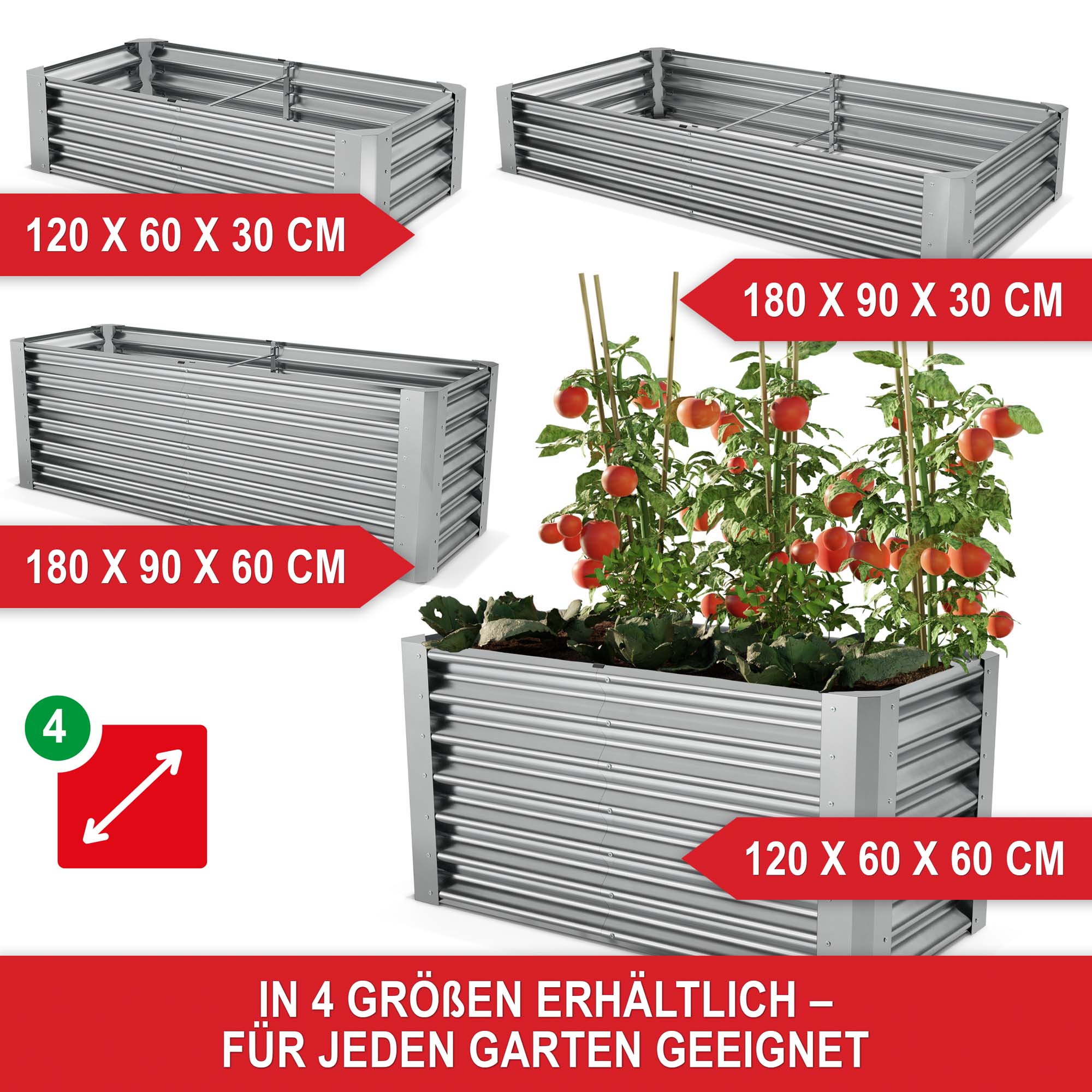 In 4 Größen erhältlich für jeden Garten geeignet