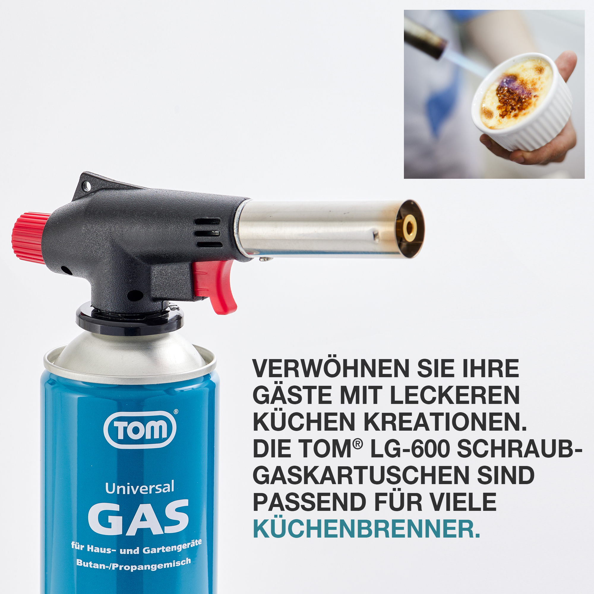 TOM LG-600 Schraubgaskartuschen Ideal für Küchenbrenner und kulinarische Kreationen