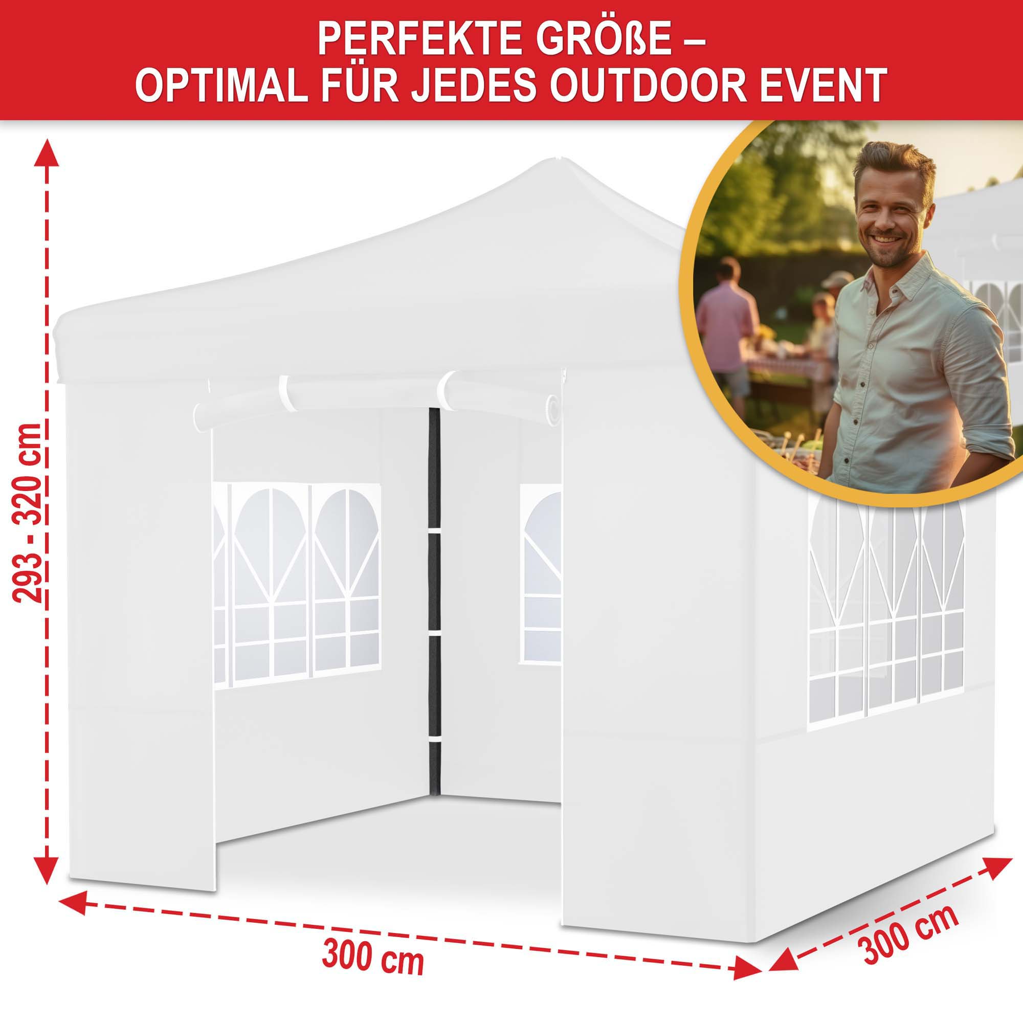 Perfekte Größe - optimal für jedes Outdoor Event - Pavillon weiß - Schutzdach - Festzelt - Gartenpavillon - Zelt - Eventzelt - Partyzelt - Regenschutz - Sonnenschutz - Überdachung