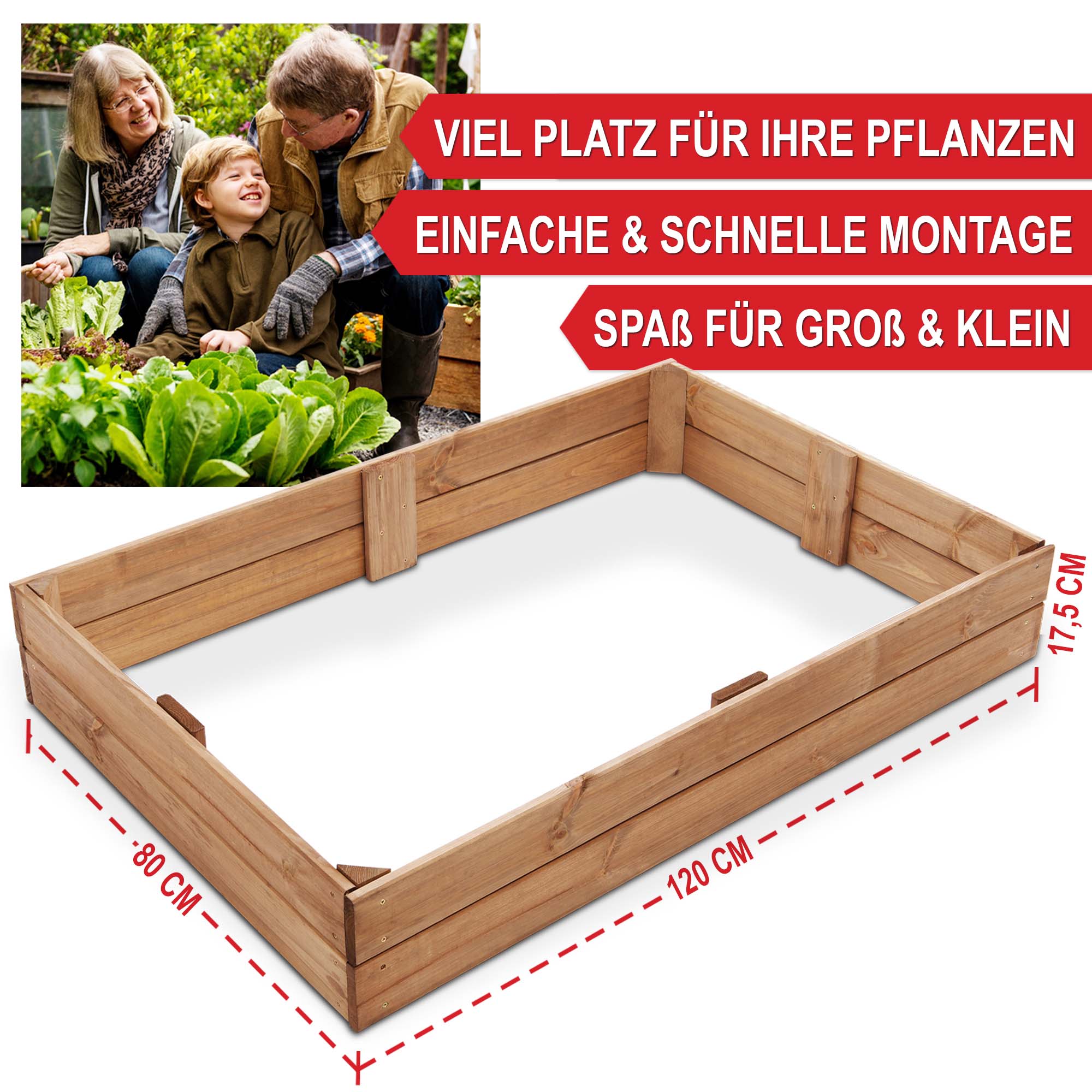 Viel Platz für Ihre Pflanzen - Einfache & schnelle Montage - Spaß für Groß & Klein - Hochbeet - Pflanzkasten - Gartenbox - Anzuchtrahmen - Blumenrahmen - Gemüserahmen - Kräuterrahmen - Gartenrahmen - Pflanztreppe