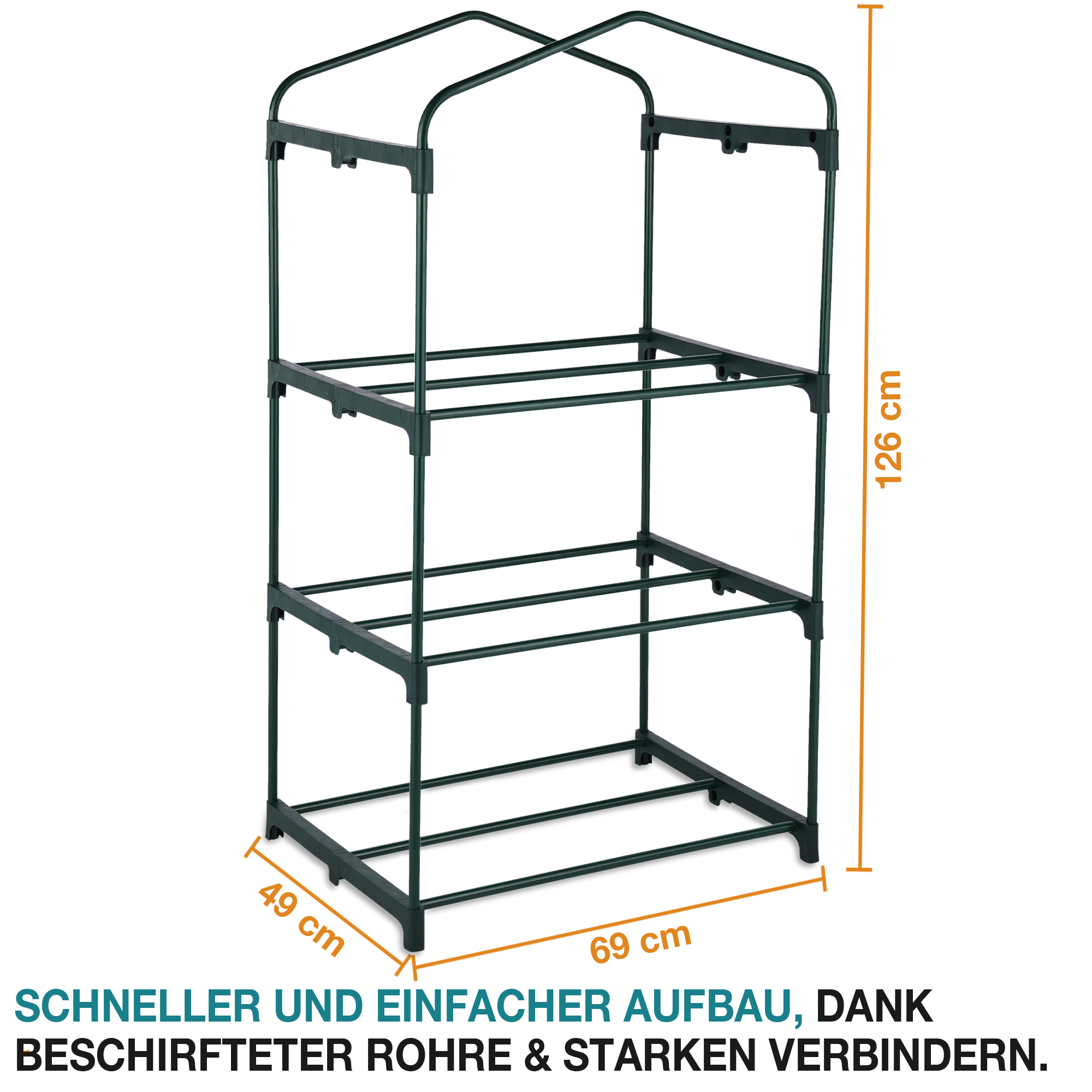 Mini-Gewächshaus – Maße 69 x 49 x 128 cm – Treibhaus – Pflanzenhaus – Frühbeet – Pflanzenanzucht – Gartenhaus – Pflanzhaus – Saatgut-Gewächshaus – Anzucht-Gewächshaus – Gärtnerhaus