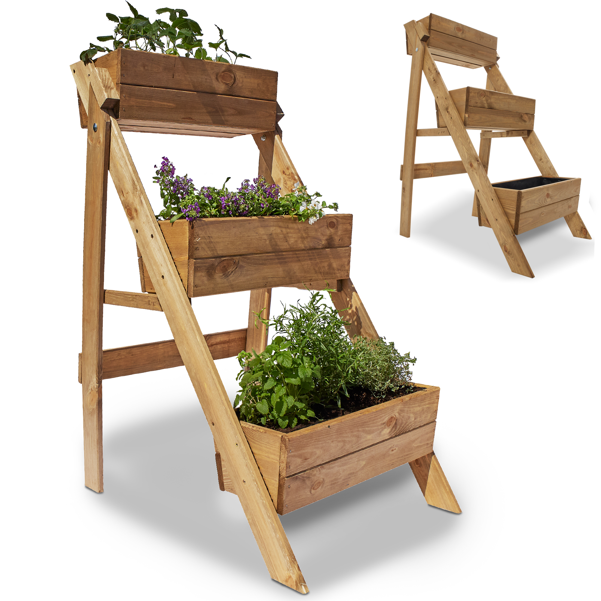 Pflanztreppe - Pflanzenleiter - Hochbeet - Pflanzenbox - Pflanzenregal - Gartenregal - Kräuterbeet - Blumenregal - Balkonpflanzkasten - Gartendeko - Pflanzenkübel - Pflanzgestell