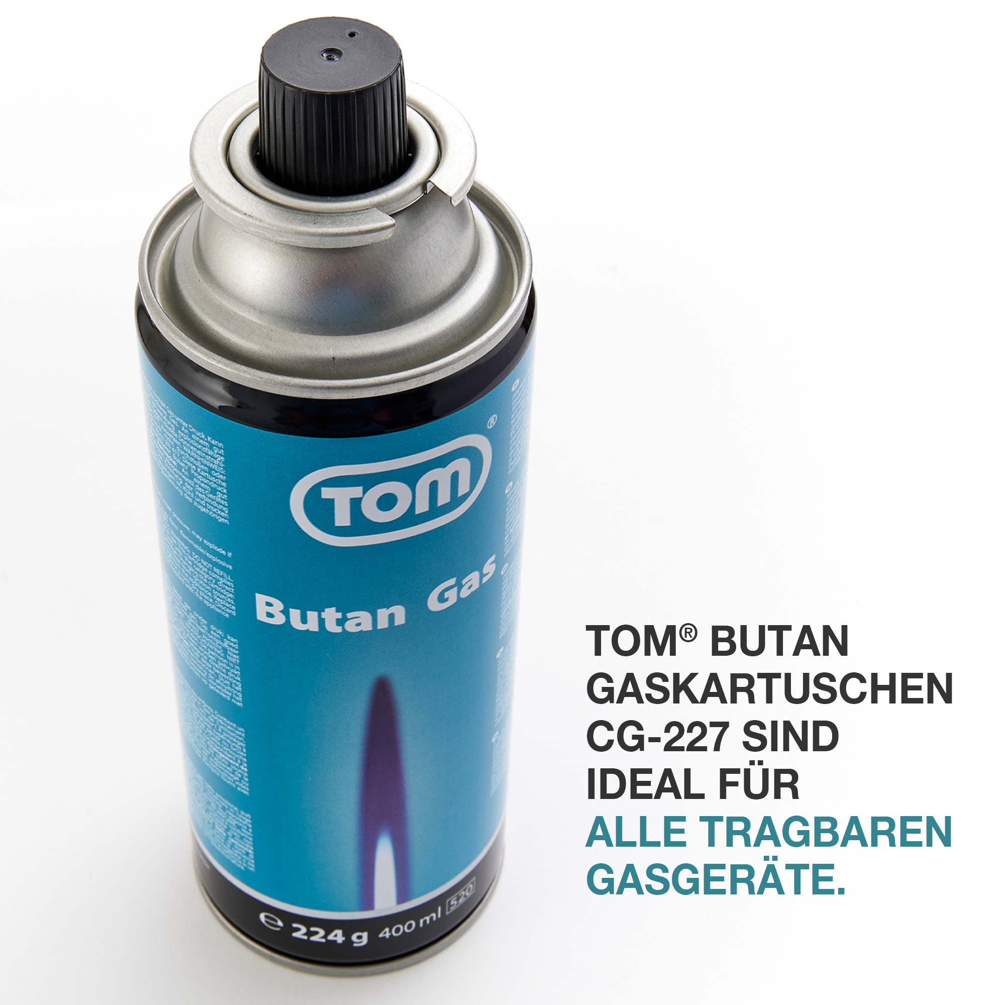 Gaskartusche 227g – Butan – Tragbare Gaskartusche – Stechkartusche – Flüssiggas – Propan/Butan-Mischung – Kochkartusche – Gasbehälter – Campingkartusche – Hochergiebig – Brennstoffkartusche - TOM