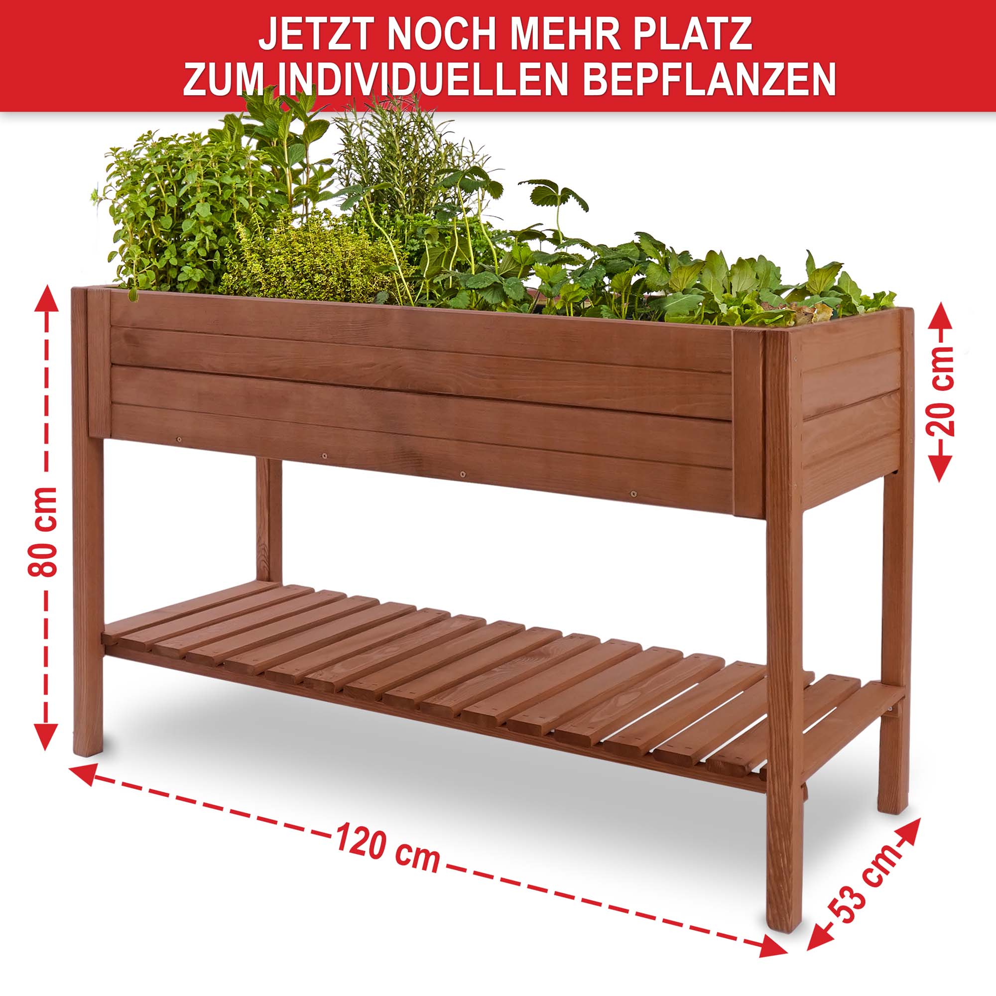 Hochbeet Summer XXL - Jetzt noch mehr Platz zum individuellen Bepflanzen - 120 cm x 53 cm x 80 cm - Pflanzkasten - Gartenbeet - Hochbeet