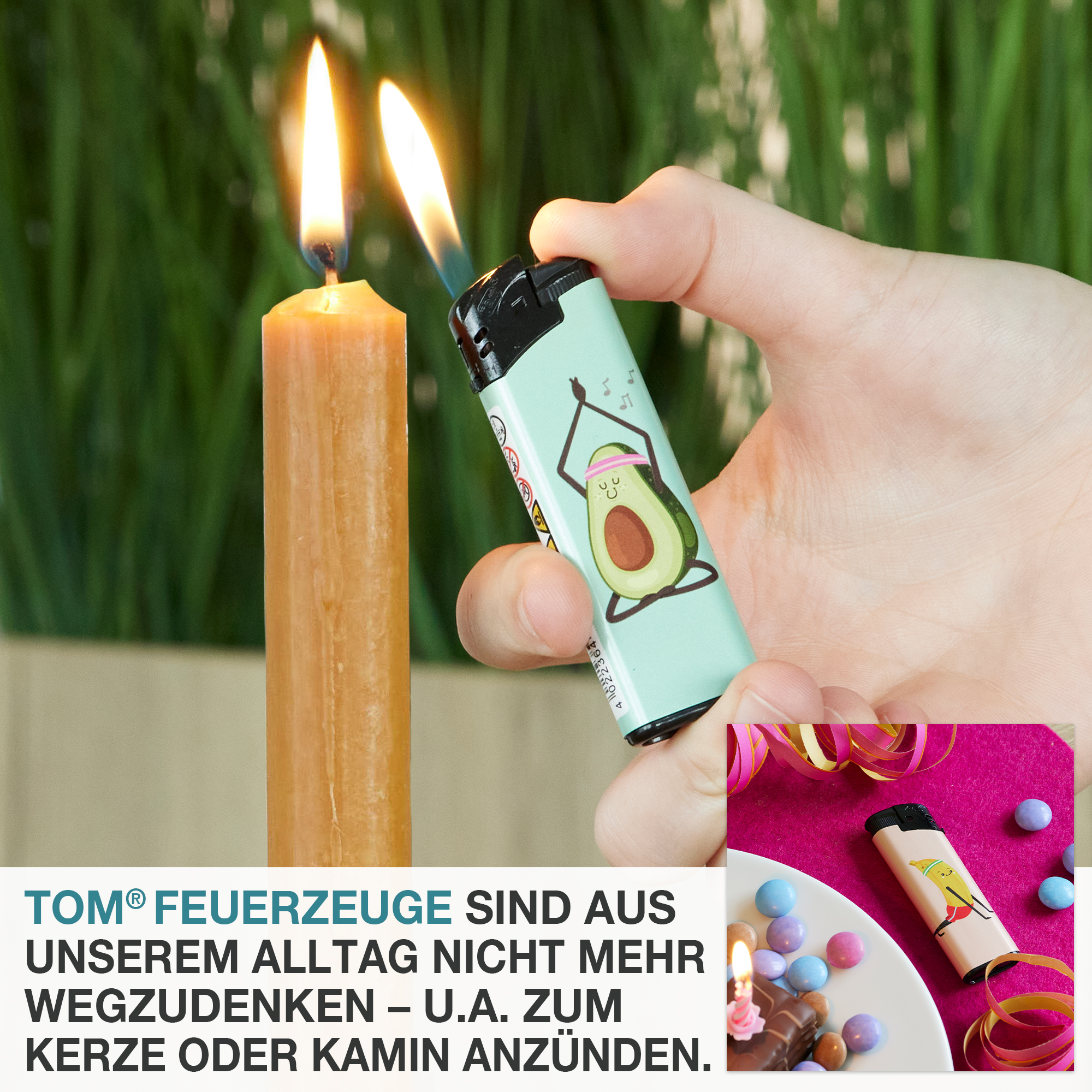 Feueranzünder – Elektronischer Zünder – Stabfeuerzeug – Flammenwerfer – Gasanzünder – Kerzenanzünder – Kaminanzünder – Zigarettenanzünder – Streichholzersatz – Zündgerät