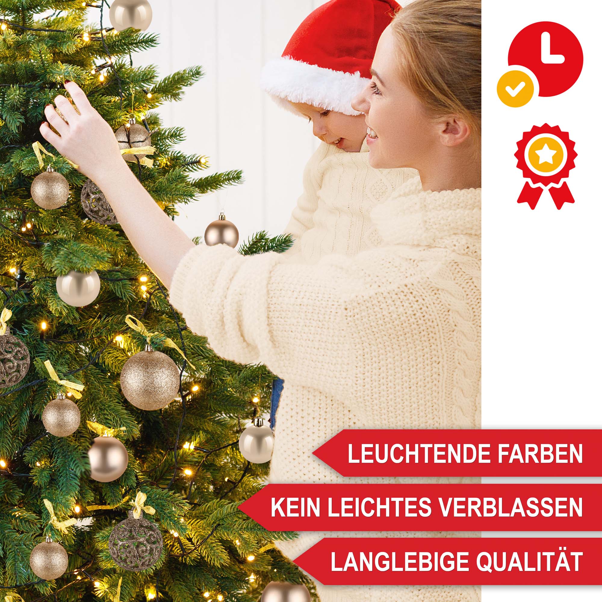 Weihnachtskugeln langlebige Qualitaet champagner