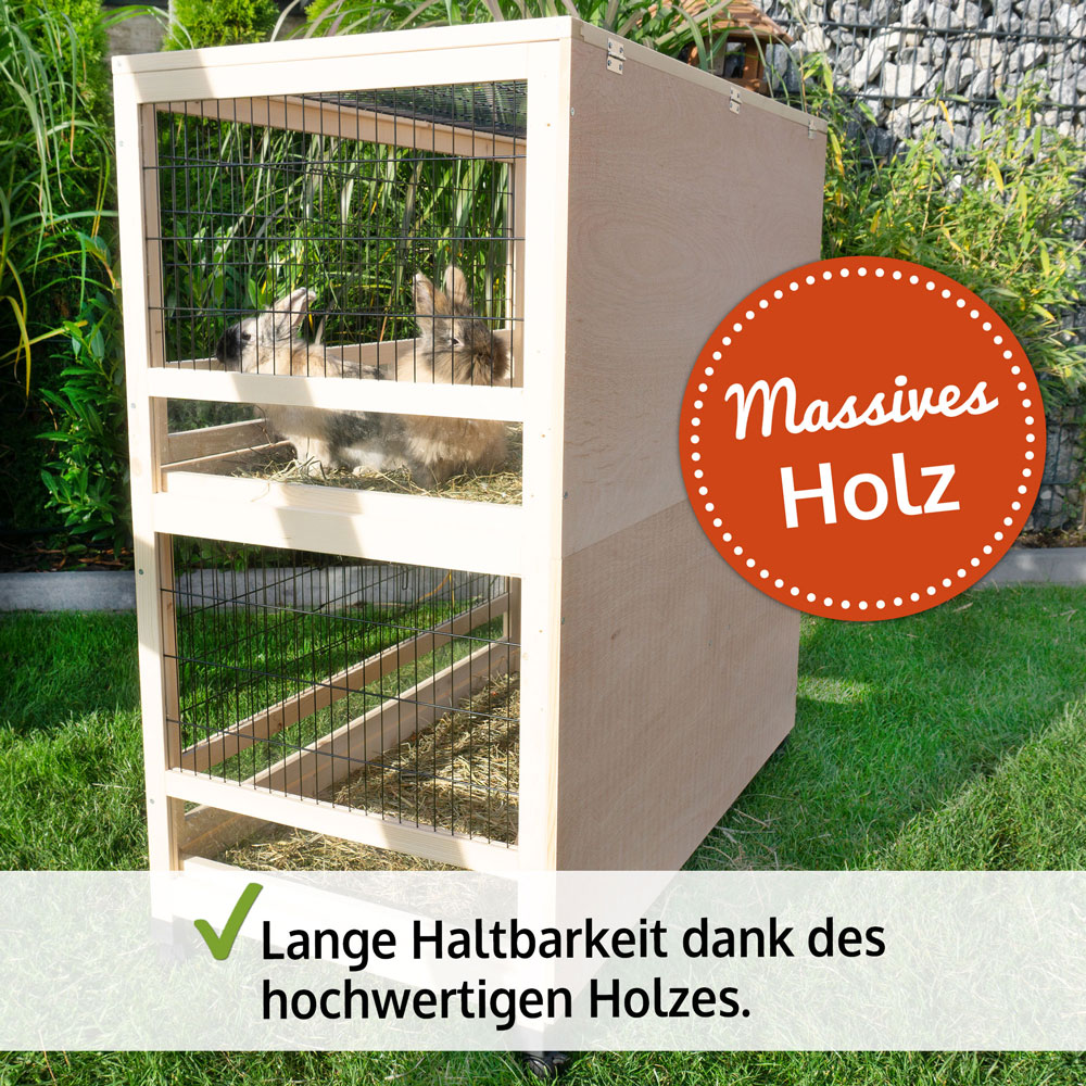 Lange Haltbarkeit des Hasenstalls Knuffel durch hochwertiges Holz